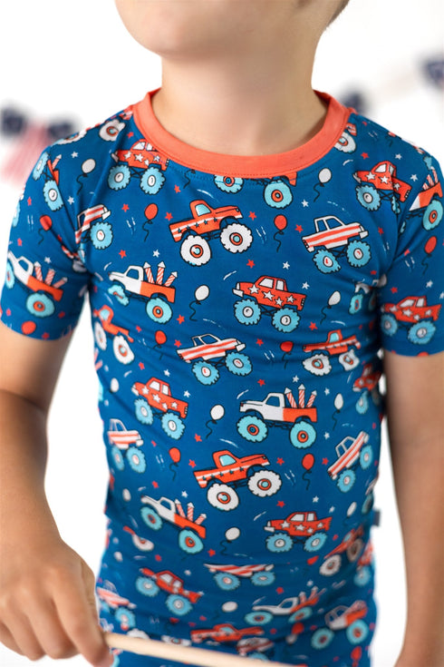 monster-trucks-rockets-two-piece-short-sleeve-pajama-set Boosh Baby - Sophia's Style-3